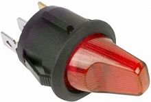 Выключатель клавишный круглый Rexant 12V 16А (3с) ON-OFF красный с подсветкой картинка